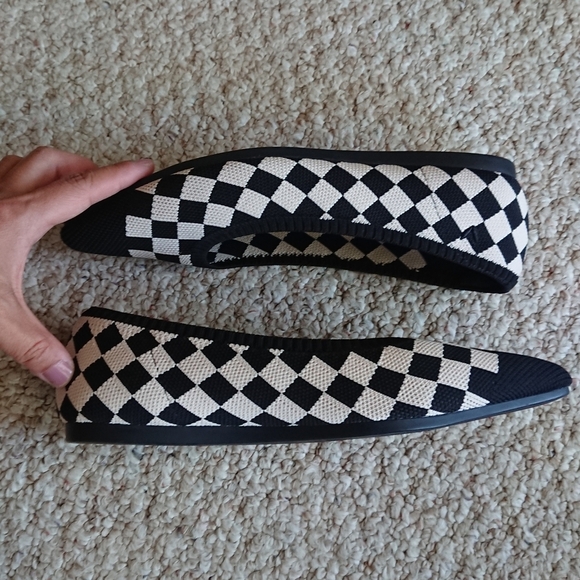 VIVAIA Pointed-Toe Ballet Flats Aria 5° Stretch Knit Checkered Flats size 7.5 - Picture 13 of 15